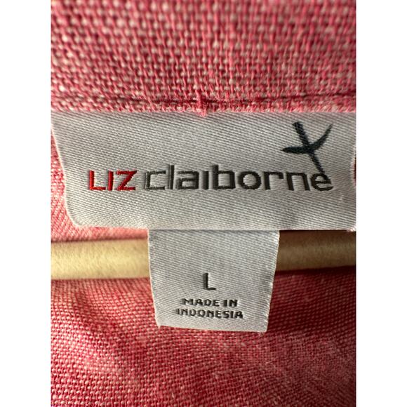 Liz Claiborne L Wide Leg LINEN Jumpsuit Slouchy One Piece Coveralls Elastic Pink - Picture 6 of 7